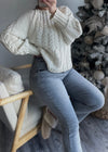 Oat Cable Puff Sleeve Sweater