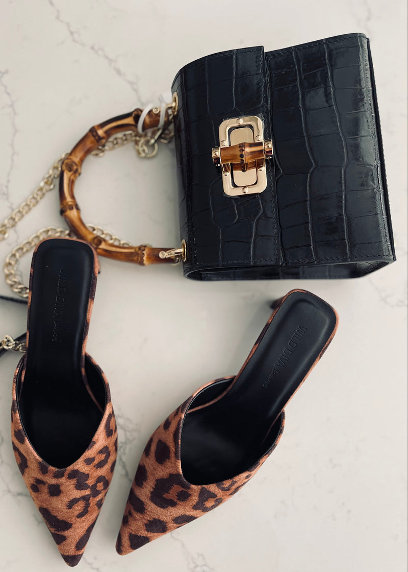Black Italian Leather Handle Bag
