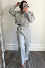 Grey Quilted Loungewear Hoodie