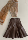 Mocha Leather Skater Skirt