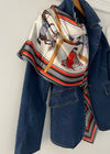 Navy Blue Silk Equestrian Scarf