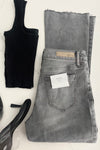 Denim Charcoal Crop Flare