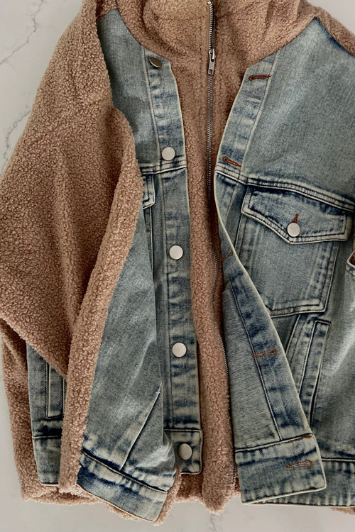 Mocha L Teddy Denim Coat