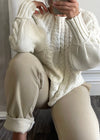 Oat Cable Puff Sleeve Sweater