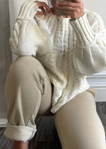 Oat Cable Puff Sleeve Sweater