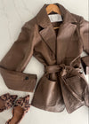 Mocha Leather Blazer Jacket