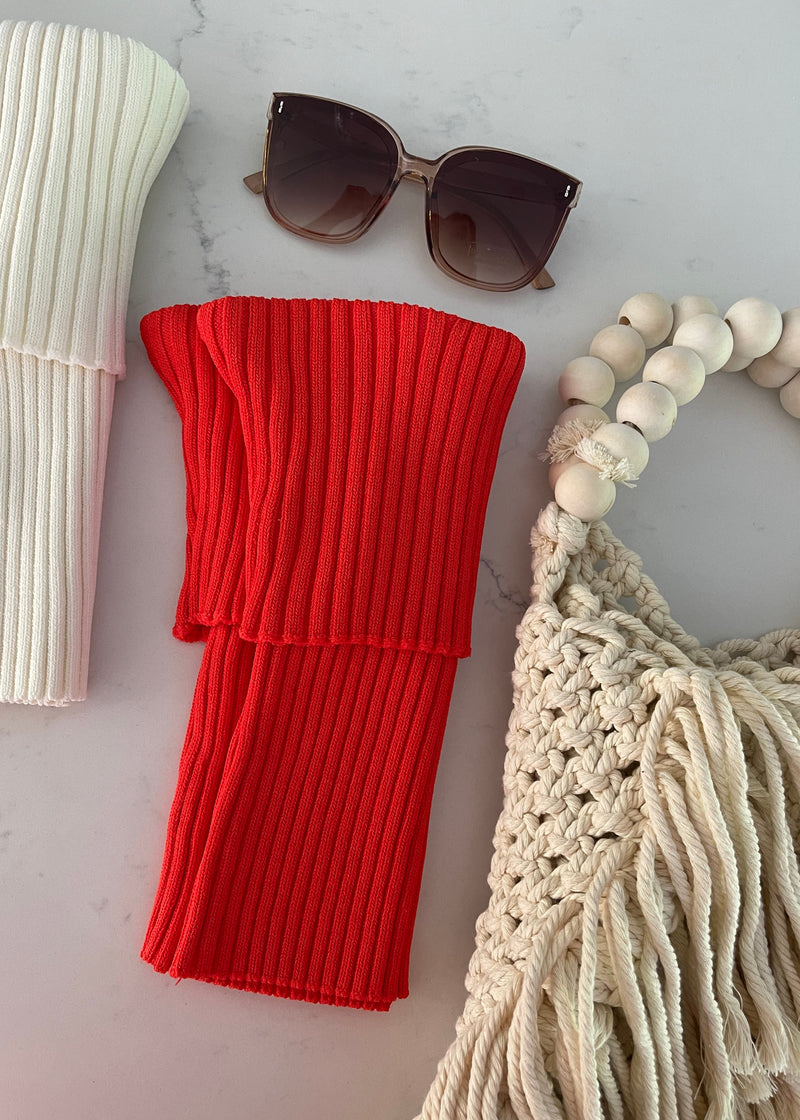 Cherry Knit Strapless Top