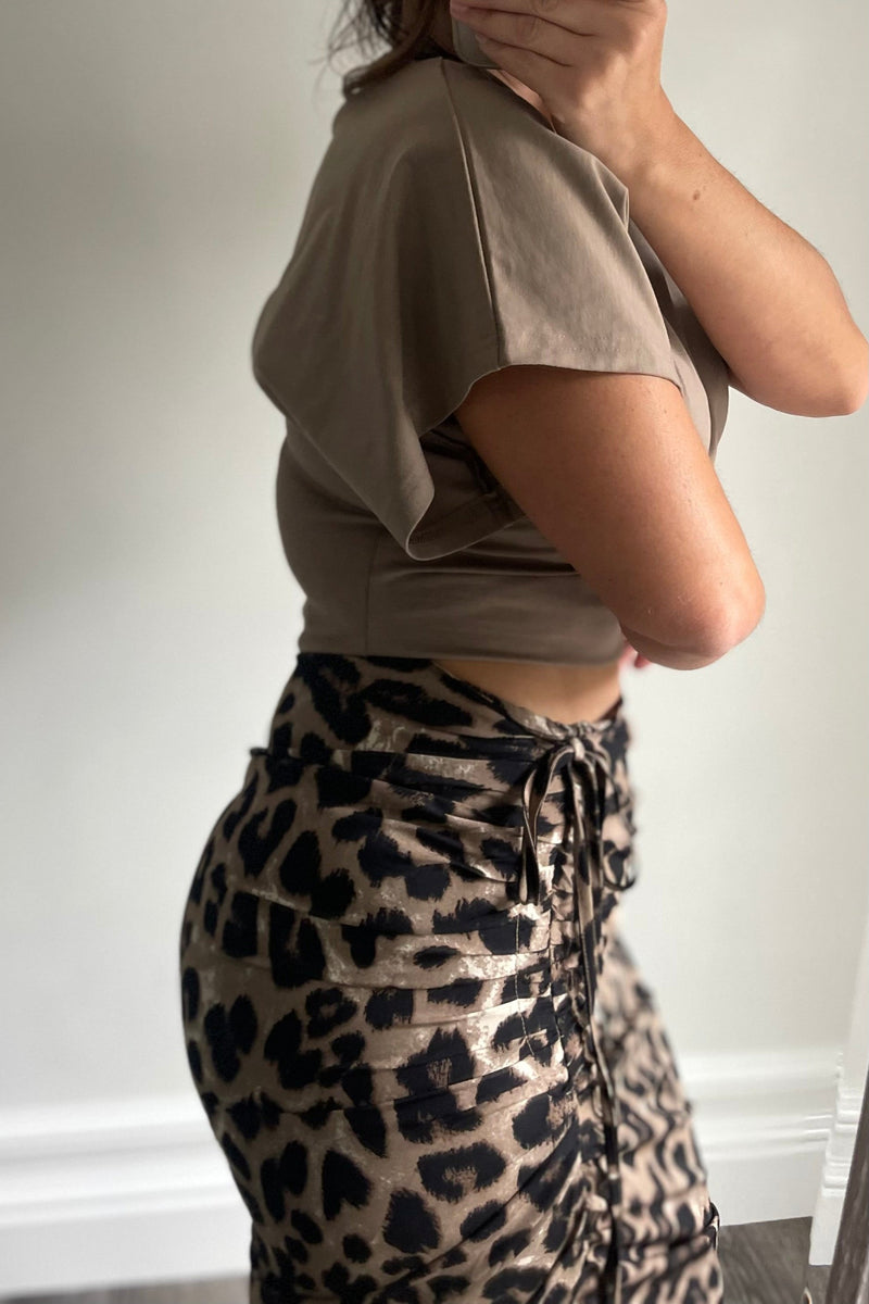 Mocha Leopard Midi Skirt