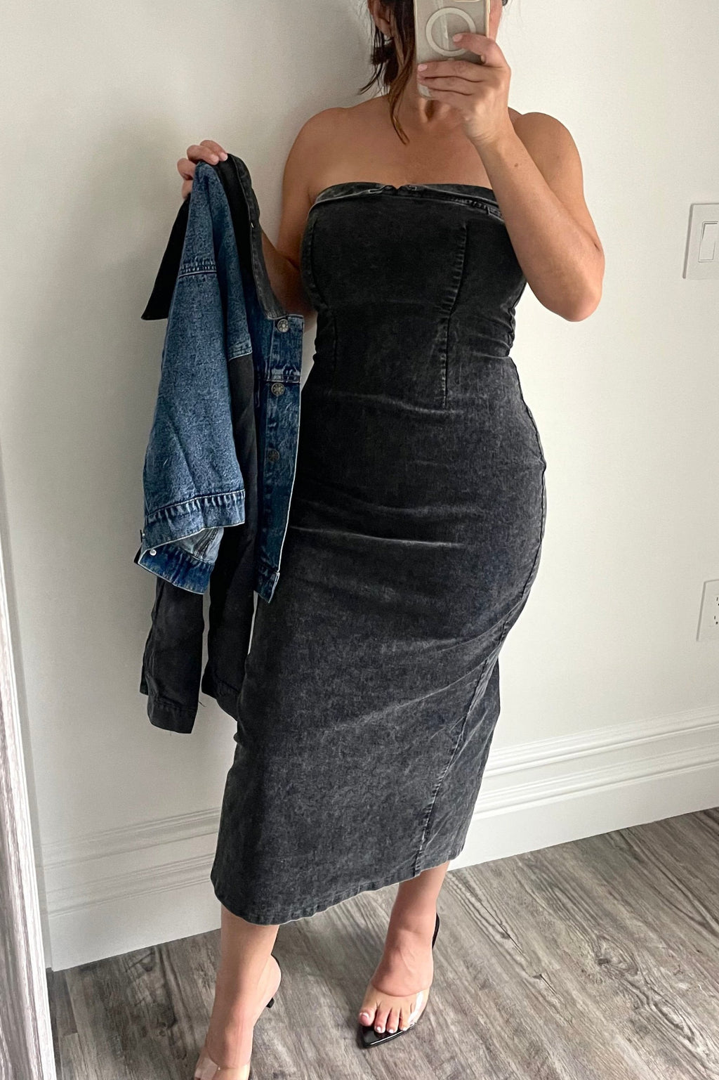 Black Vintage Wash Corduroy Midi