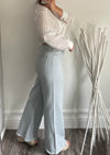 Blue Pinstriped Wide Leg Denim