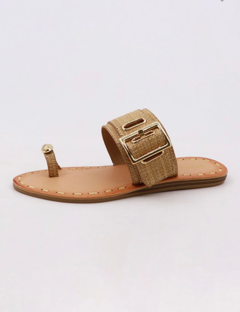 Nude Rafia Toe Ring Sandal