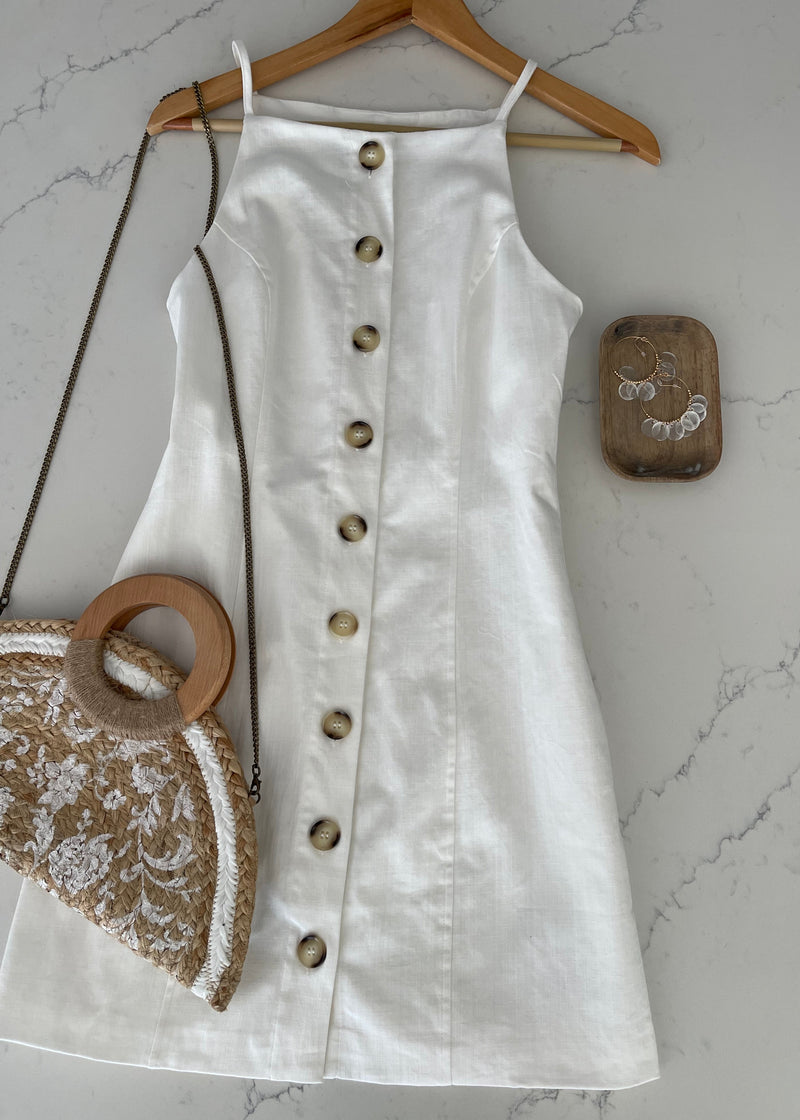 White Santorini Button Front Dress