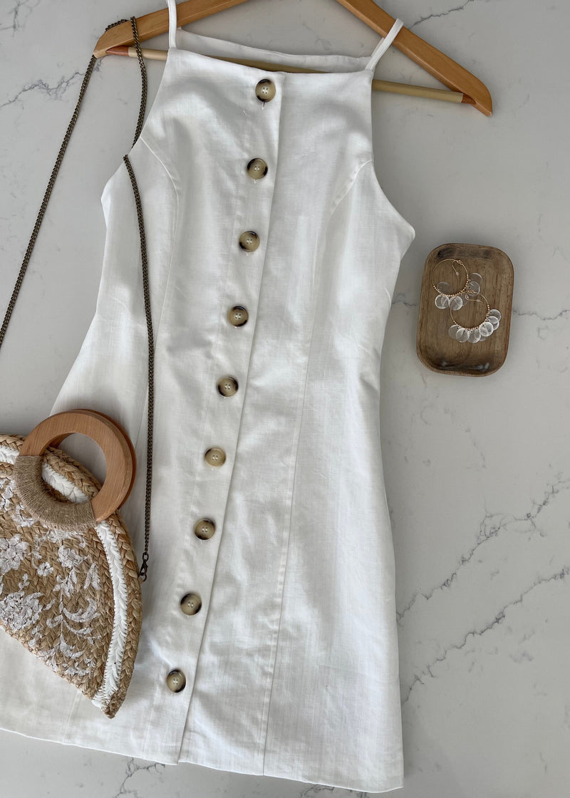 White Santorini Button Front Dress