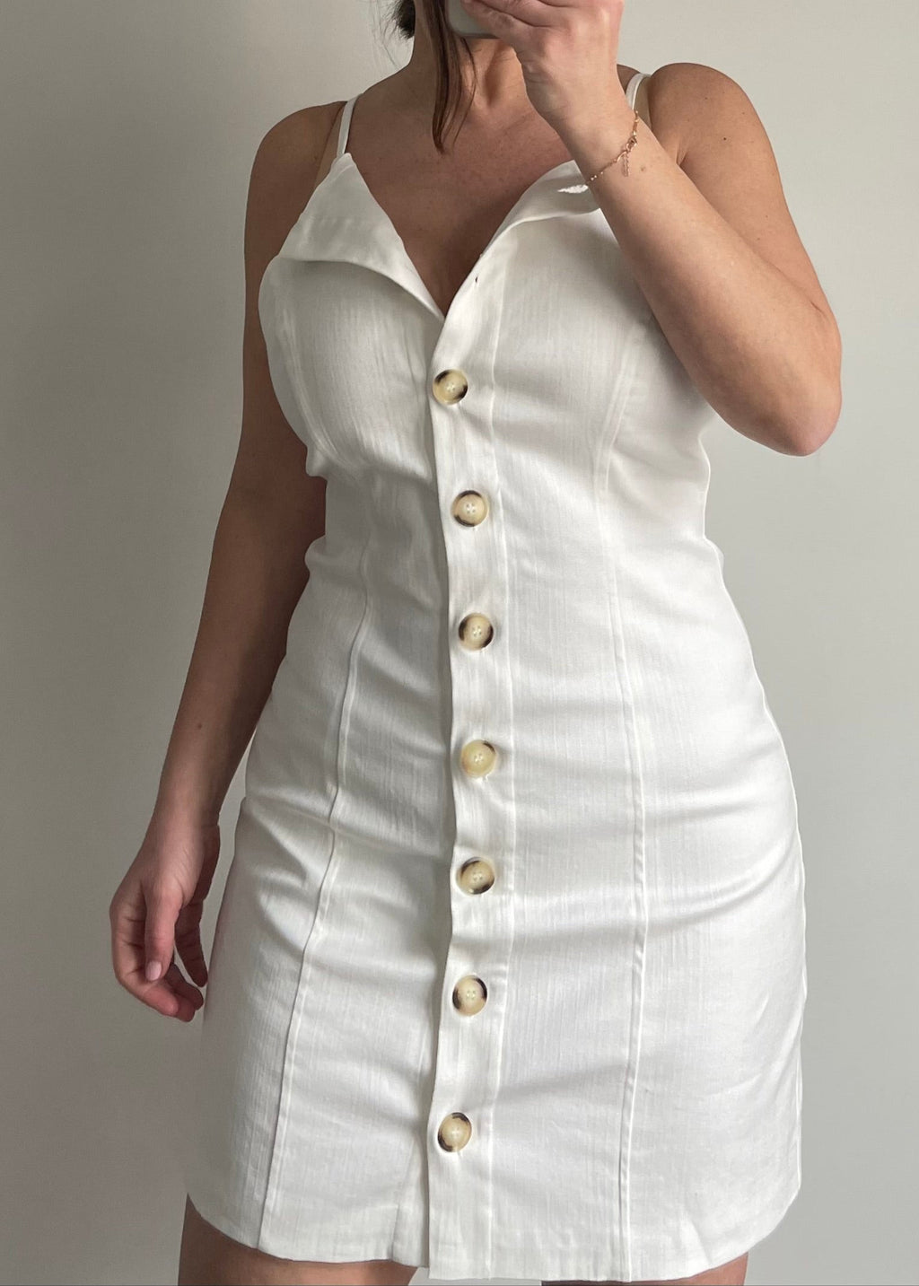 White Santorini Button Front Dress