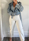 Blue Denim Crop Trench Coat