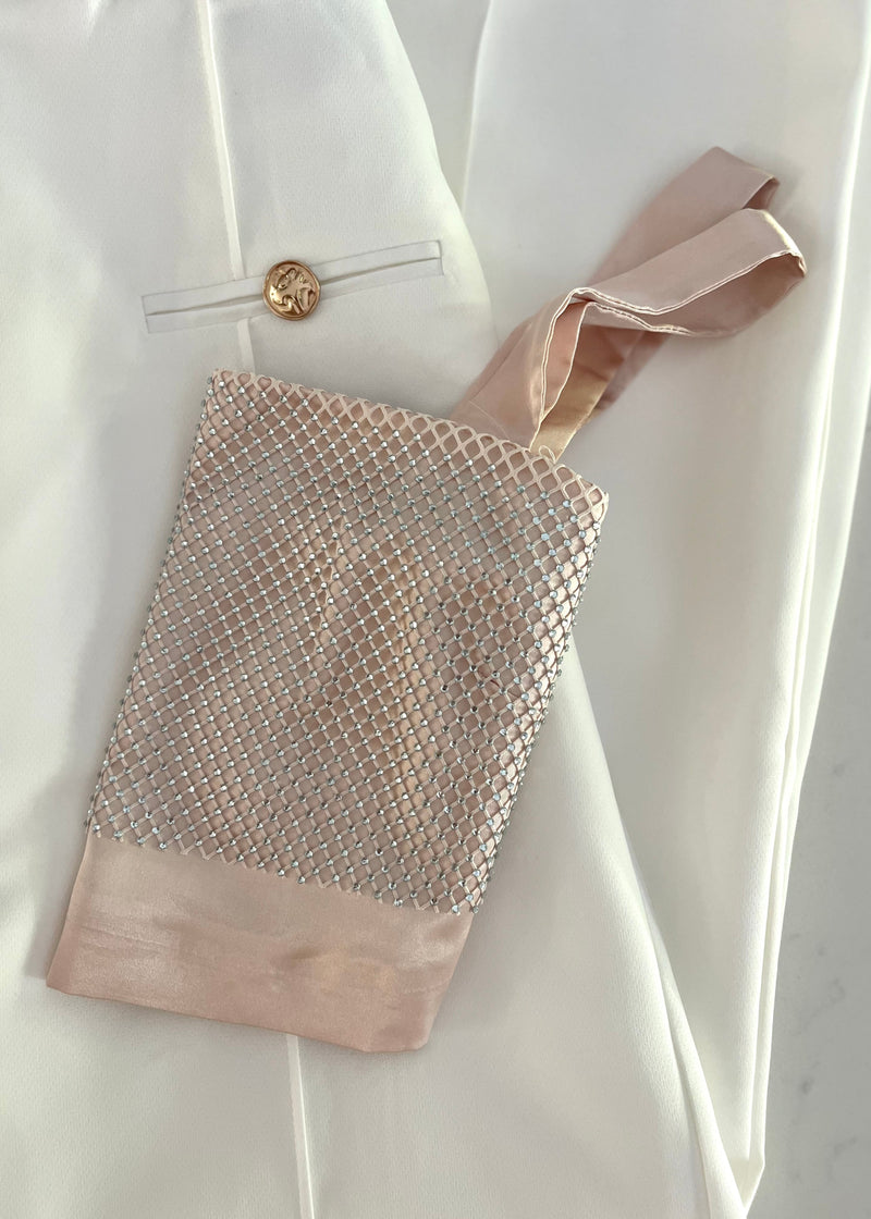 Champagne Rhinestone Mesh Crop