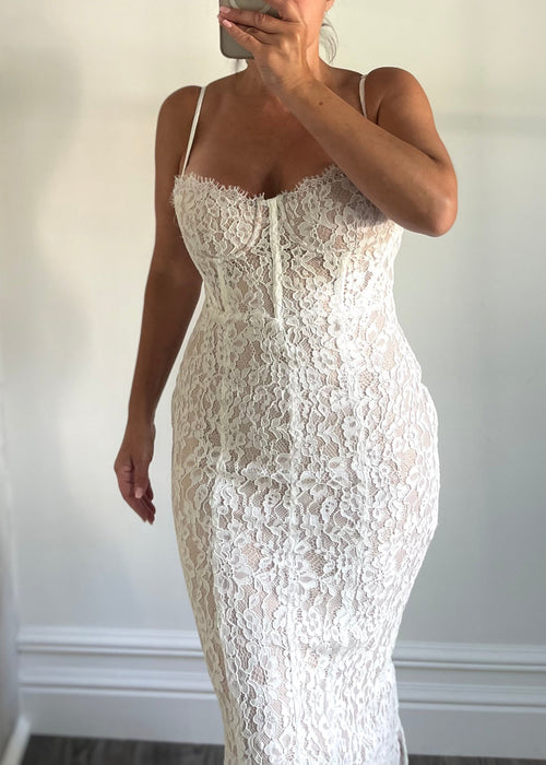 White Paris Lace Corset Midi