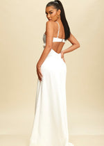 White Rhinestone Bra Top Maxi