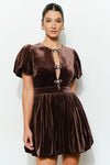 Espresso Velvet Paris Puff Dress PRE ORDER 11/18