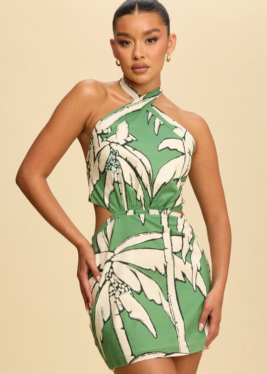 Emerald Tropics Mini Dress