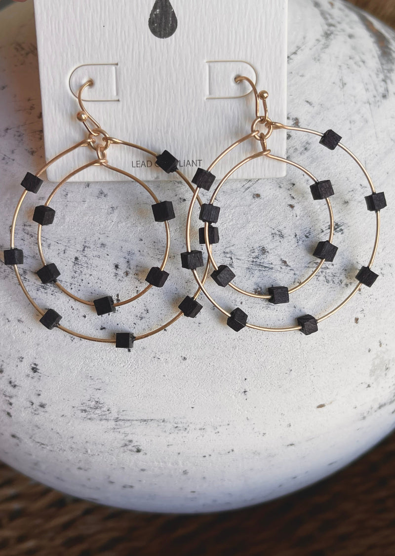 Black Wooden Bead Hoop