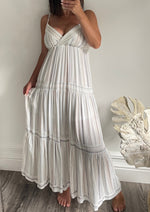 White & Blue Pinstriped Maxi