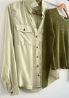 Olive Chambray Button Down
