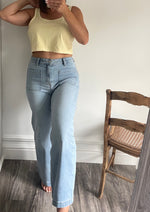 Denim Charlie High Rise Crop Wide Leg