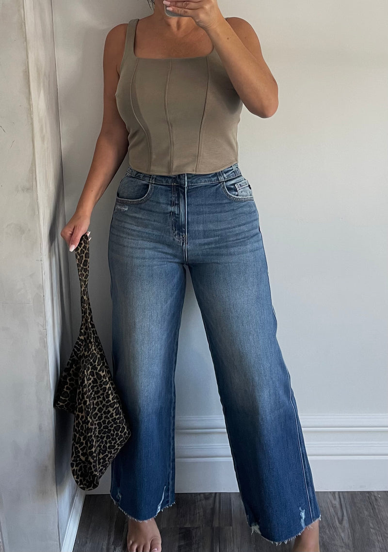 Denim London High Rise Crop Wide Leg