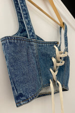 Denim Lace Back Bustier