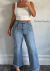 Denim Gracie Dark High Rise Frey Hem