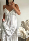 White & Blue Pinstriped Maxi