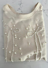 Cream Paris Pearl Bows Tee