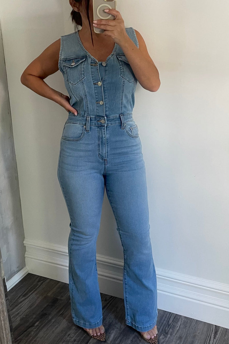 Denim Bootcut Jumpsuit