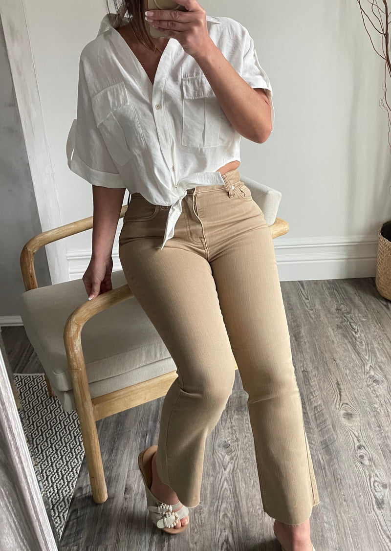 Taupe Emery High Rise Crop