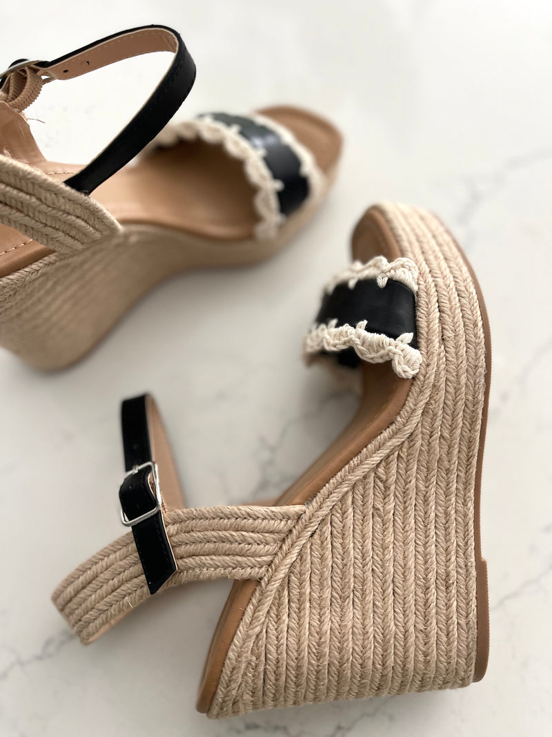 Z Black Crochet Lace Wedge