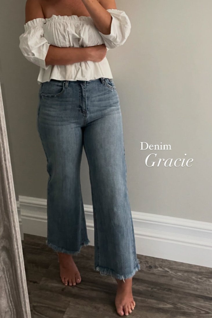 Denim Gracie Dark High Rise Frey Hem