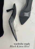 Black Paris Clear Kitten Heel