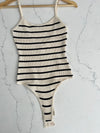 Oat & Black Striped Bodysuit