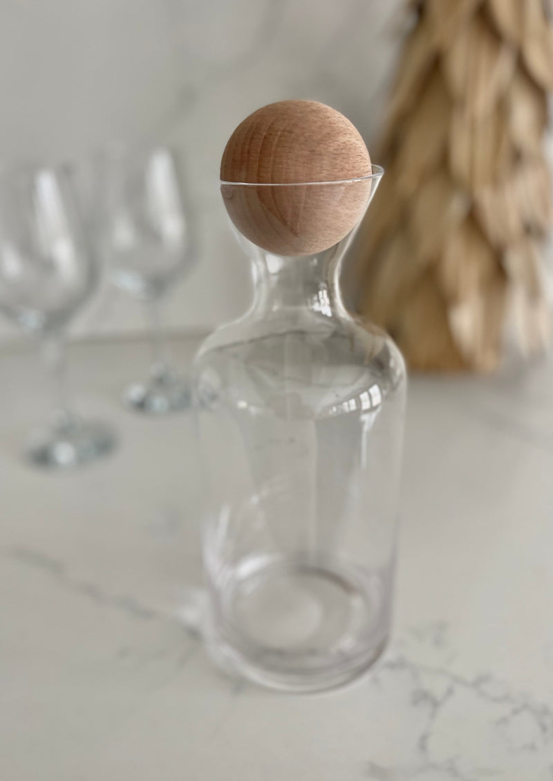 Z ZAura Glass Decanter Wood Ball Top