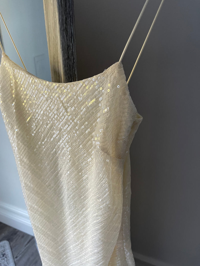 cream sequin midi dress self-portrait Sequin Boucle Midi Dress in Cream