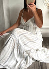 ZWhite & Blue Pinstriped Maxi