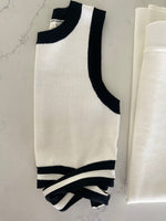 White & Black Detailed Knit Top