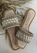 ZOat Linen Chrissy Studded Slide