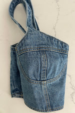 Denim Lace Back Bustier