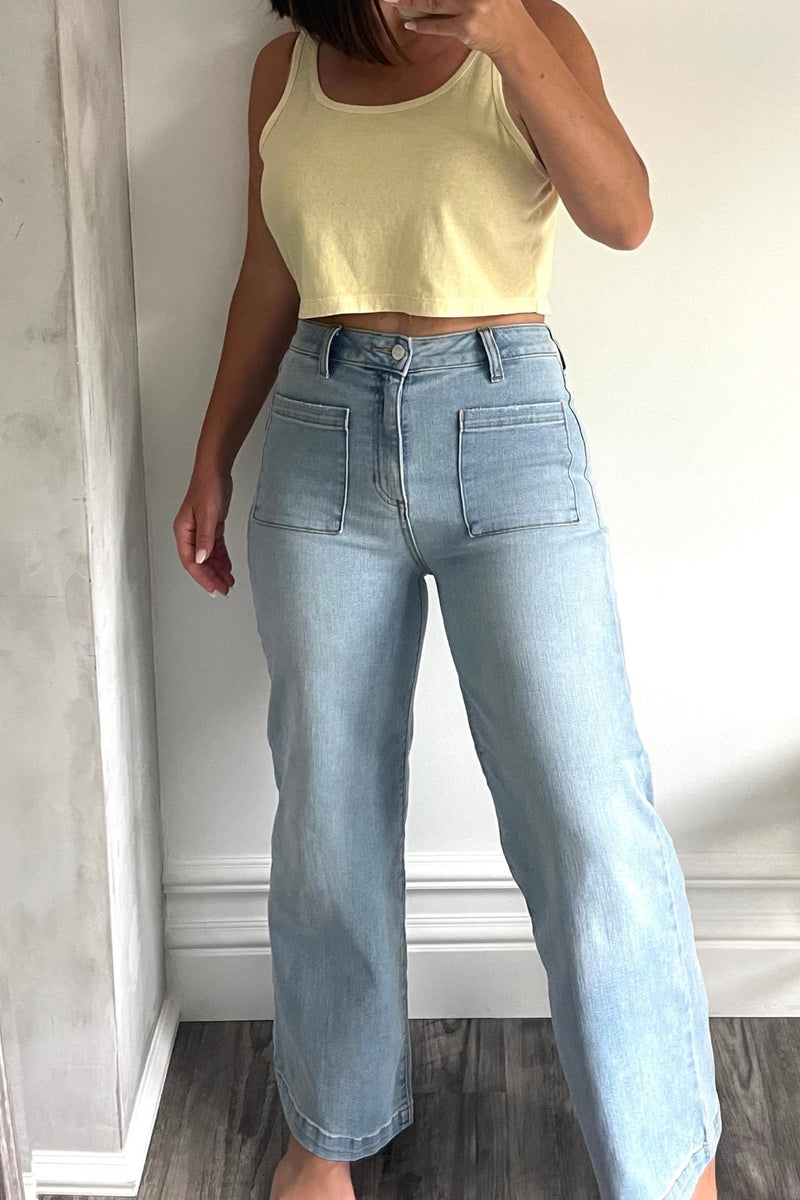 Denim Charlie High Rise Crop Wide Leg