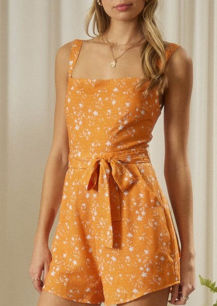 Tangerine Print Dress Romper