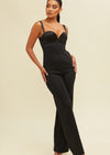 Black Silky Corset Jumpsuit