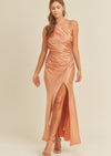 Rose Gold Silky Gathered Dress