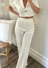 White Side Button Pant